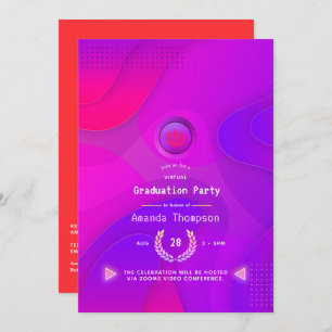 Invitation Partie de graduation virtuelle géométrique