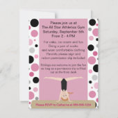 Invitation Partie de gymnastique dans rose, le gris et le (Dos)