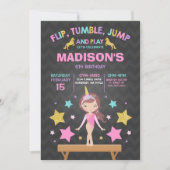 Invitation Partie de gymnastique de licorne d'invitation de (Devant)