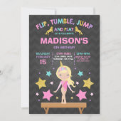 Invitation Partie de gymnastique de licorne d'invitation de (Devant)