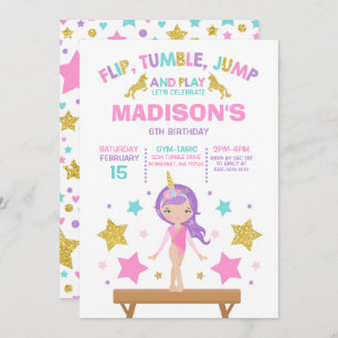 Invitation Partie de gymnastique de licorne d'invitation de