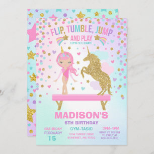 Invitation Partie de gymnastique de licorne d'invitation de