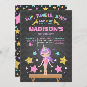 Invitation Partie de gymnastique de licorne d'invitation de