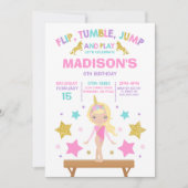 Invitation Partie de gymnastique de licorne d'invitation de (Devant)