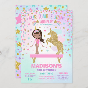 Invitation Partie de gymnastique de licorne d'invitation de