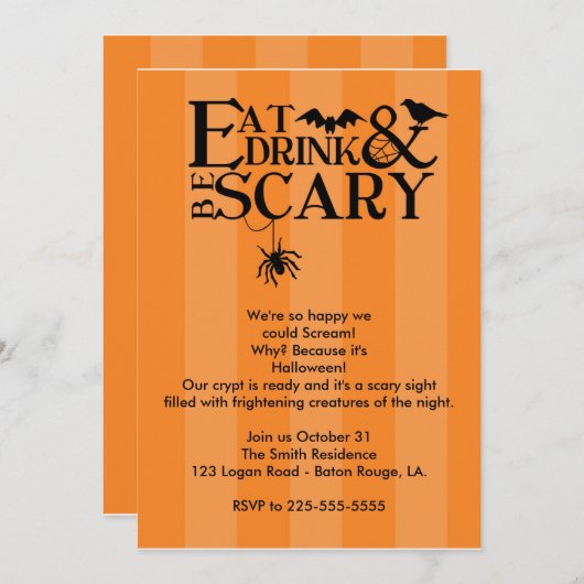 Invitation Partie de Halloween (Devant / Derrière)