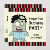 Invitation Partie de Halloween de zombi de bande dessinée (Devant / Derrière)