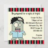 Invitation Partie de Halloween de zombi de bande dessinée (Dos)