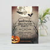 Invitation Partie de Halloween hantée par citrouille (Debout devant)