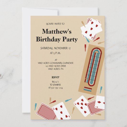 Invitation Partie de la Commission de Cribbage (Devant)