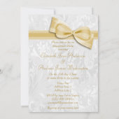 Invitation Partie de l'engagement Damas blanches et Faux Bow (Dos)