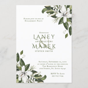 Invitation Partie de l'engagement des fleurs blanches d'aquar