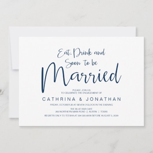 Invitation Partie de l'engagement du mariage, script d'écritu (Devant)