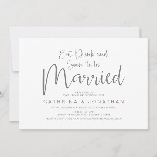 Invitation Partie de l'engagement du mariage, script d'écritu (Devant)