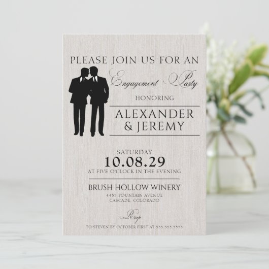 Invitation Partie de l'engagement Grooms (Debout devant)