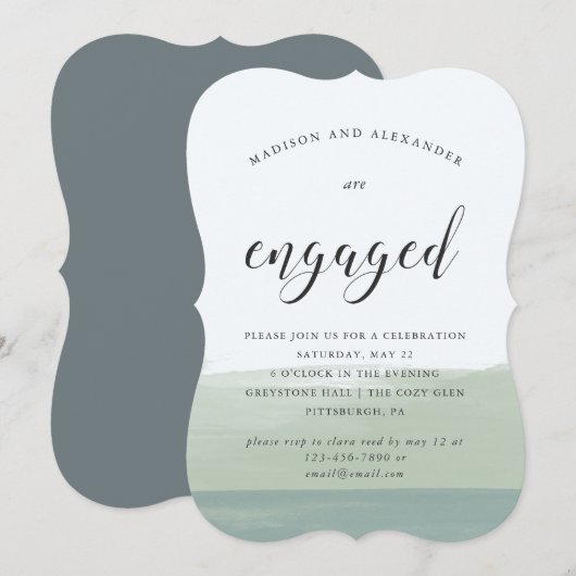 Invitation Partie de l'engagement Mariage de l'aquarelle (Devant / Derrière)