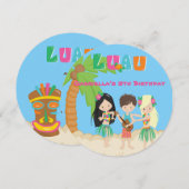 Invitation Partie de Luau avec l'invitation ronde de palmier (Devant / Derrière)
