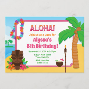 Invitation Partie de Luau d'invitation d'anniversaire de Luau
