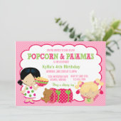 Invitation Partie de maïs éclaté et de Sleepover de pyjamas (Debout devant)