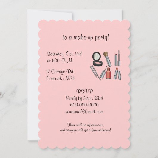 Invitation Partie de maquillage (Dos)