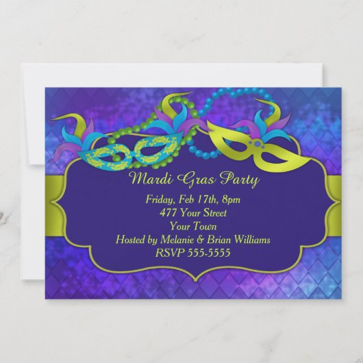 Invitation Partie de mardi gras (Devant)