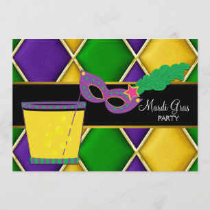 Invitation Partie de mardi gras de Mask Fleur de Lis de