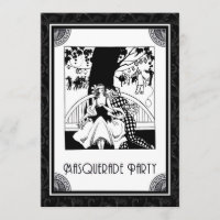 Partie de mascarade d'art déco en noir et blanc