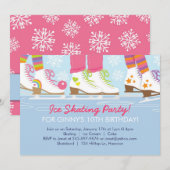 Invitation Partie de patinage de glace pour des filles (Devant / Derrière)