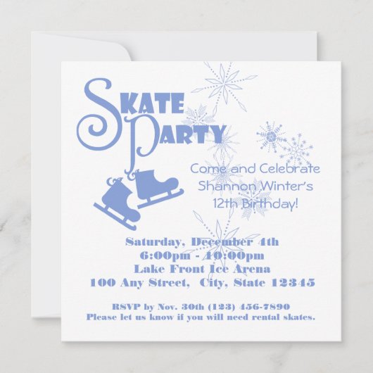 Invitation Partie de patinage sur glace (Devant)