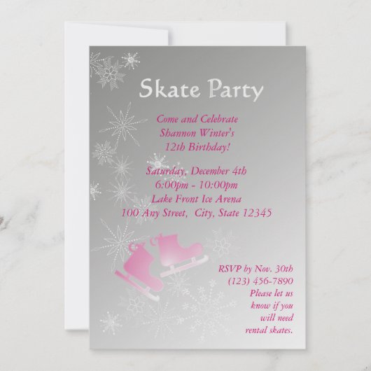 Invitation Partie de patinage sur glace (Devant)
