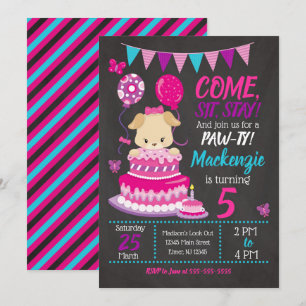 Invitation Partie de Patte-ty de fille d'invitation
