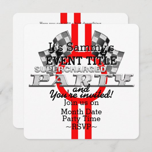 Invitation Partie de performance surchargée personnalisée (Devant / Derrière)