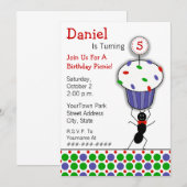 Invitation Partie de pique-nique de l'anniversaire des (Devant / Derrière)