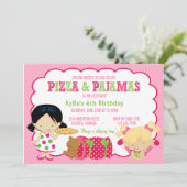 Invitation Partie de pizza et de Sleepover de pyjamas (Debout devant)
