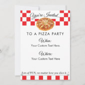 Invitation Partie de pizza texte personnalisé|Fun Red White C (Devant)