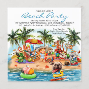 Invitation Partie de plage de fêtards