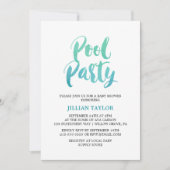 Invitation Partie de pool de calligraphie aquarelle (Devant)