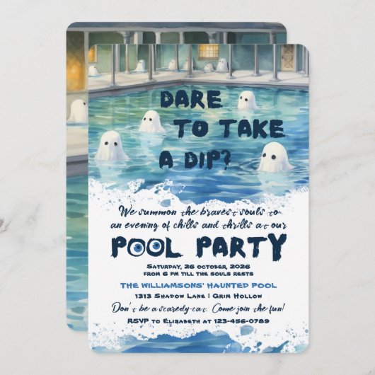 Invitation Partie de pool éffrayante (Devant / Derrière)