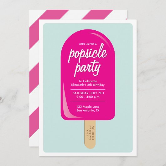 Invitation Partie de Popsicle (Devant / Derrière)