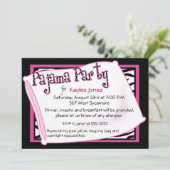 Invitation Partie de pyjama dans le noir et le rose (Debout devant)