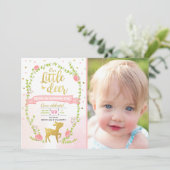 Invitation Partie de région boisée d'or de rose de fille (Debout devant)