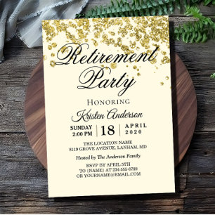 Invitation Partie de retrait de la Parties scintillant d'or m