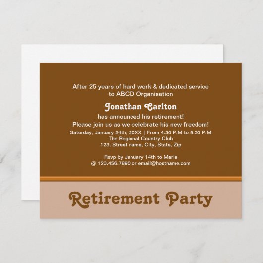 Invitation Partie de retraite brunoise (Devant / Derrière)