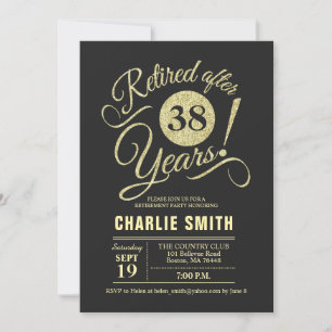 Invitation Partie de retraite - Chalkboard Black Gold