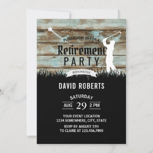 Invitation Partie de retraite de golf vintage Rustic Barn Woo