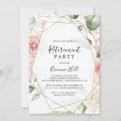 Invitation Partie de retraite de la fibre verte d'or géométri (Devant)