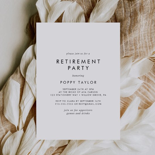 Invitation Partie de retraite de la typographie chic