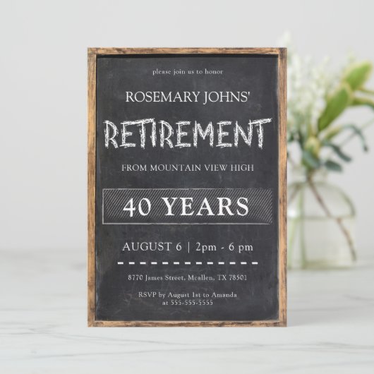 Invitation Partie de retraite de l'enseignant en tableau de b (Debout devant)