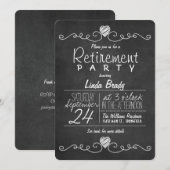 Invitation Partie de retraite de tableau noir et blanc (Devant / Derrière)
