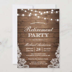 Invitation Partie de retraite Dentelle à cordes de bois rus